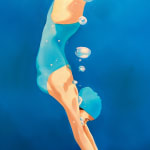 Female swimmer diving