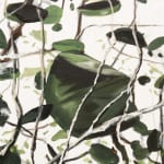 Oil painting of green bushes and leaves on canvas