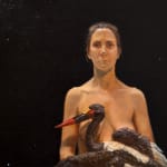 Painting of a woman with bird and monkey