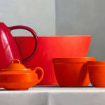 Painting of a still life with red vessels