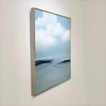 Painting of a blue landscape with moon