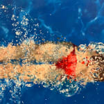 Painting of a woman swimming