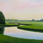 Painting of a marsh at dusk