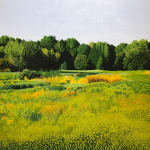 Painting of a sunflower field
