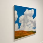 painting of poppy field landscape with large view of clouds in sky