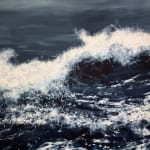 Diptych painting of crashing waves