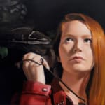 Painting of a girl with a red jacket