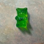 Painting of a green gummy bear