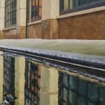 Painting of Collister Street with puddle