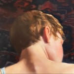 Painting of a woman sitting on carpet