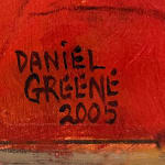 Painting of white orchids in front of an antique style gameboard