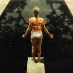 Painting of Woman on a diving board above a pool