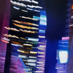 Cityscape painting with blurred lights