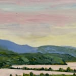 Painting of a landscape with mountains and rivers