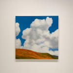 painting of poppy field landscape with large view of clouds in sky