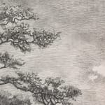Painting of a face on a landscape background