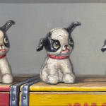 Painting of a dog figurine that gets blurrier