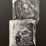 Painting of stack of ice cubes on dark background