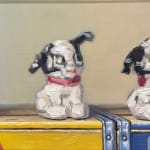 Painting of a dog figurine that gets blurrier
