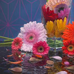 Still life painting of flowers