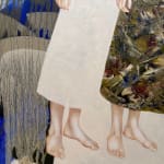 Painting of two women with abstracted background