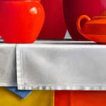 Painting of a still life with red vessels