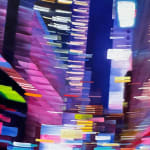 Cityscape painting with blurred lights