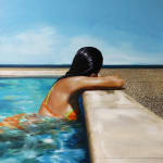 Painting of woman in a pool