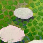 Painting of colorful ovals representing lily pads