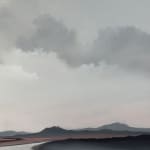 Landscape painting in gray and lavender tones