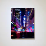 Cityscape painting with blurred lights