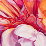 Painting of flower with rainbow petals