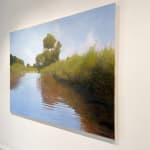 Landscape painting of a body of water and some greenery