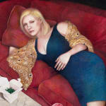 Painting of a woman laying on a couch