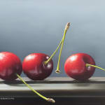 Painting of three cherries