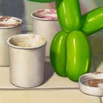 Painting of balloon dogs stacking ice cream scoops