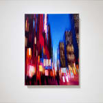 Cityscape painting with blurred lights