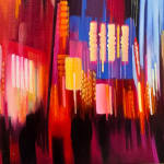 Cityscape painting with blurred lights