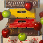 Still life painting with apples
