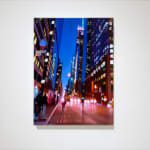 Cityscape painting with blurred lights