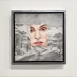 Painting of a face on a landscape background