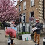 Gerard_Byrne_irish_artist_painting_plein_air_Portobello_Blossoms_Grantham_Street_Dublin_modern_impressionism