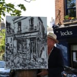 Gerard_Byrne_Irish_artist_painting_Under_the_Shadow_of_the_Sun_Locks_Restaurant_Portobello_Dublin