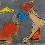 LYONEL FEININGER, Three Figures with Umbrellas, ca. 1954