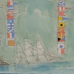 LYONEL FEININGER, Three Figures with Umbrellas, ca. 1954