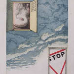 HANK LAVENTHOL, Surrealistic Composition with Woman's Breast and Stop sign, 1973