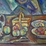 PINCHUS KRÉMÈGNE, Still Life with Basket, Jug and Fruits, circa 1948