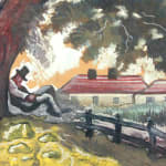 HUGO SCHEIBER, Landscape with Tree and Houses, circa 1930's