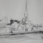 JOSEPH PRESSMANE, Town Square in Ecouen, ca. 1957