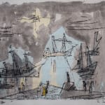 LYONEL FEININGER, Three Figures with Umbrellas, ca. 1954
